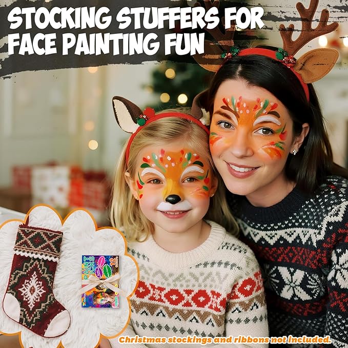 nsxsu Face Paint Sticks for Kids 12 Colors, Washable Face Painting Crayons for Children, Mess-Free Body Paint Pens Kit for Birthday Party Creative Play, Toddler Stocking Stuffers Halloween Makeup