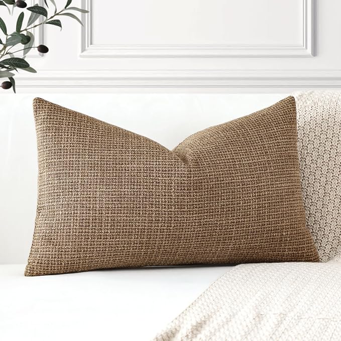OTOSTAR Linen Throw Pillow Cover Set of 1 Decorative Lumbar Pillowcases Cushion Covers 12x20 Inch for Home Decor Sofa Bedroom Car 30 x 50CM Brown