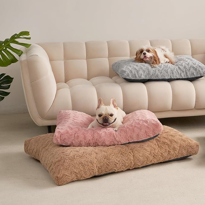 EHEYCIGA Washable Large Dog Bed for Crate, 36x27 Inch Pet Bed, Pink | Soft Dog Crate Bed, Plush and Comfy Kennel Pad, Deluxe Sleeping Mattress for Dogs Up to 55 lbs