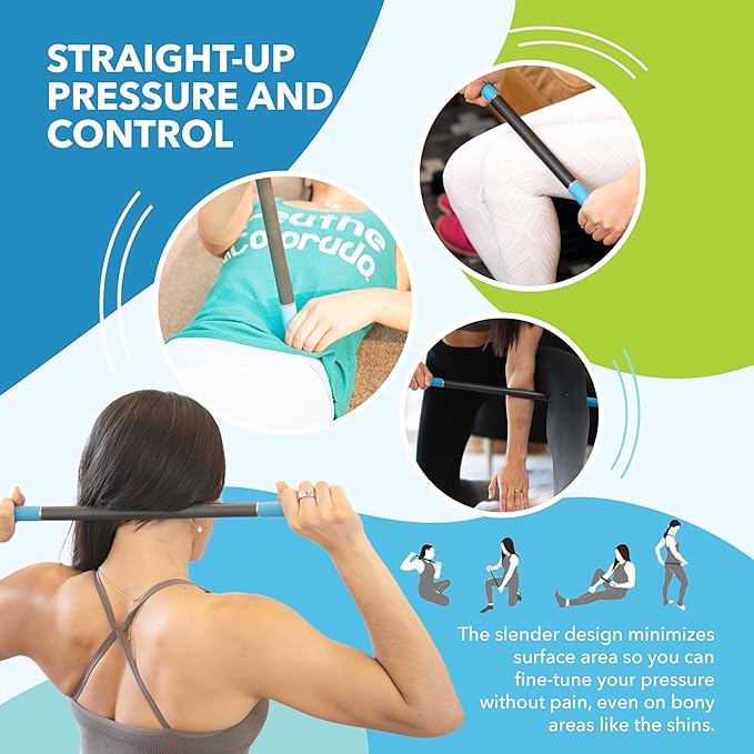 RAD Rod – 21in Compact Deep Tissue Massage Roller Stick – Myofascial Release Tool for Legs, Back, Neck, Arms & Shoulders – Muscle Roller for Mobility & Recovery