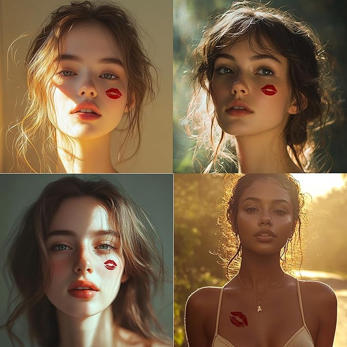 2pcs Makeup Stickers,Waterproof Face Lips Temporary Tattoo Stickers,Masquerade Sticker,Wedding Face Makeup Sticker for Women.