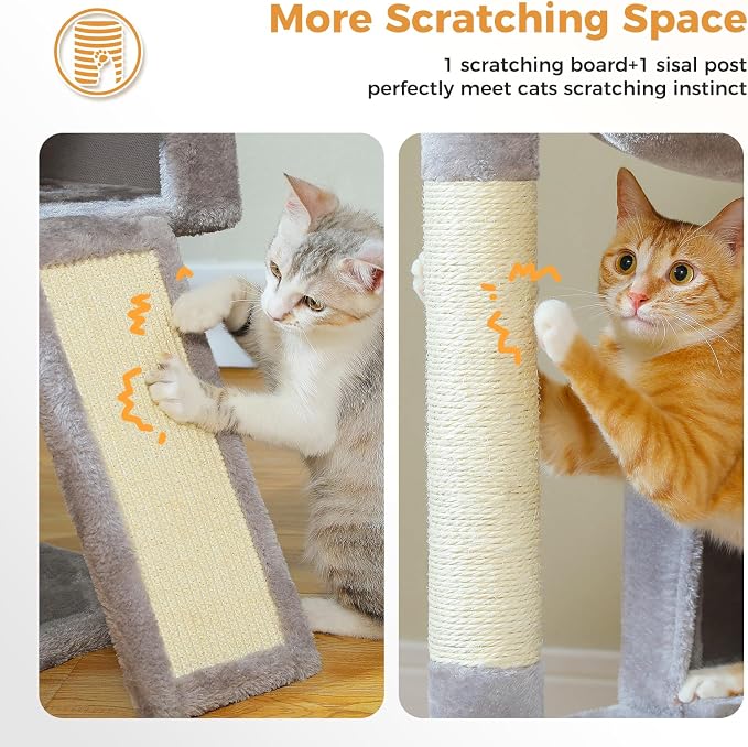 PAWZ Road Cat Tree, 35" Cat Tower with Dual Condos for Indoor Cats,Gray | cat tree tower with enlarged perch, scratching ramp, dual condos and large base for small & adult cats