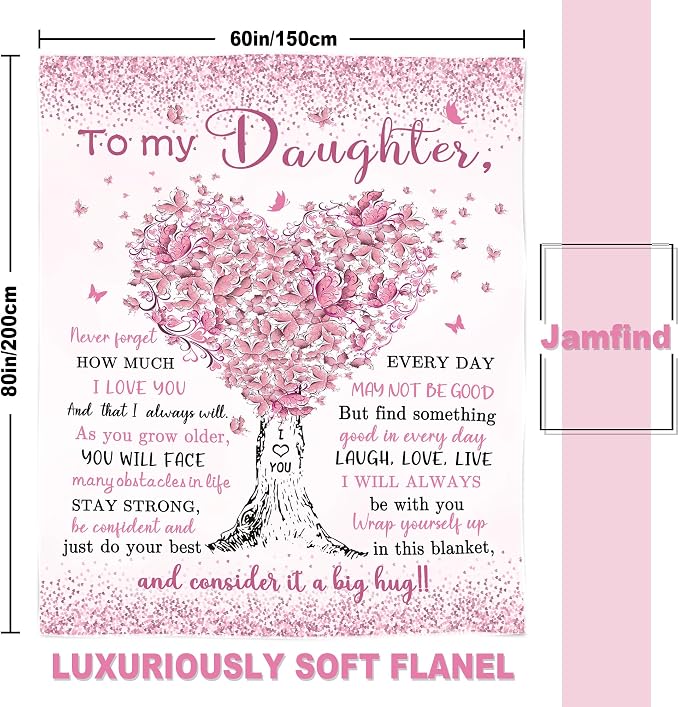 Daughter Birthday Gifts, Daughter Gifts from Mom, Birthday Gift for Daughters Blanket 60"x 80", Best Daughters Graduation Wedding Gift