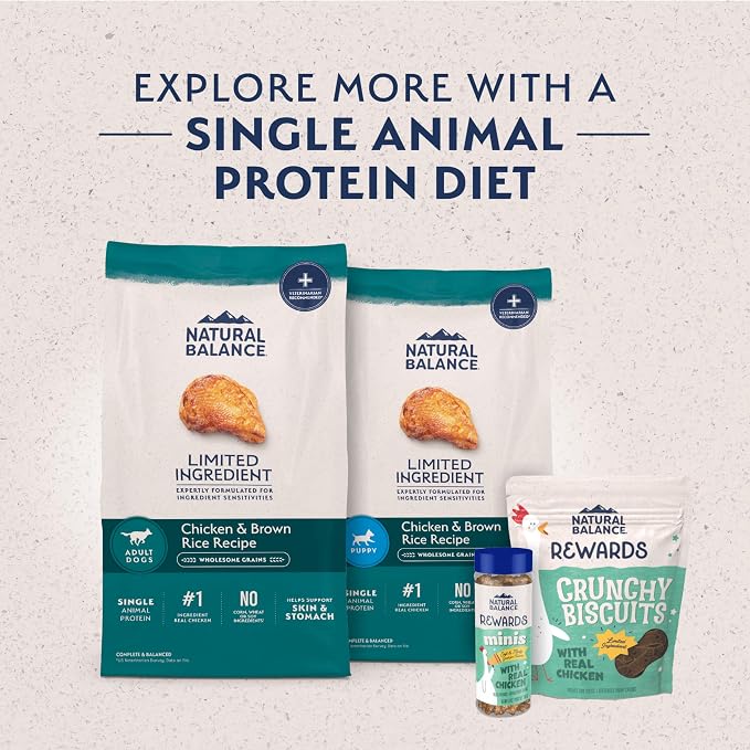 Natural Balance Limited Ingredient Adult Dry Dog Food - Complete Nutrition for Adult Dogs - Wholesome Grains Brown Rice Recipe - Limited Ingredient Formula - 24 lb - Chicken & Brown Rice