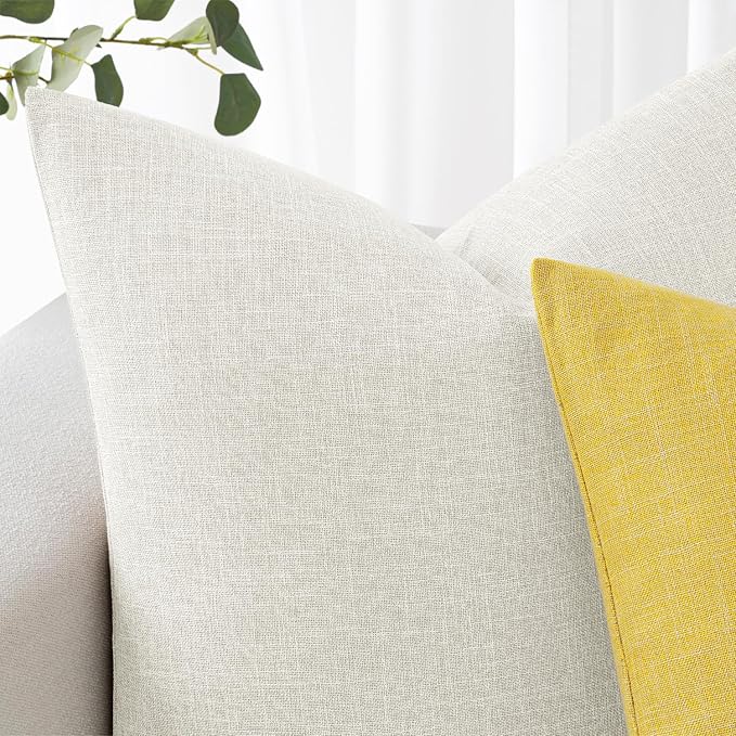 MIULEE Pack of 2 Decorative Linen Burlap Pillow Covers Farmhouse Boho Accent Pillowcases Modern Home Decor for Sofa Couch Bedroom Living Room 20x20 Inch Gray White