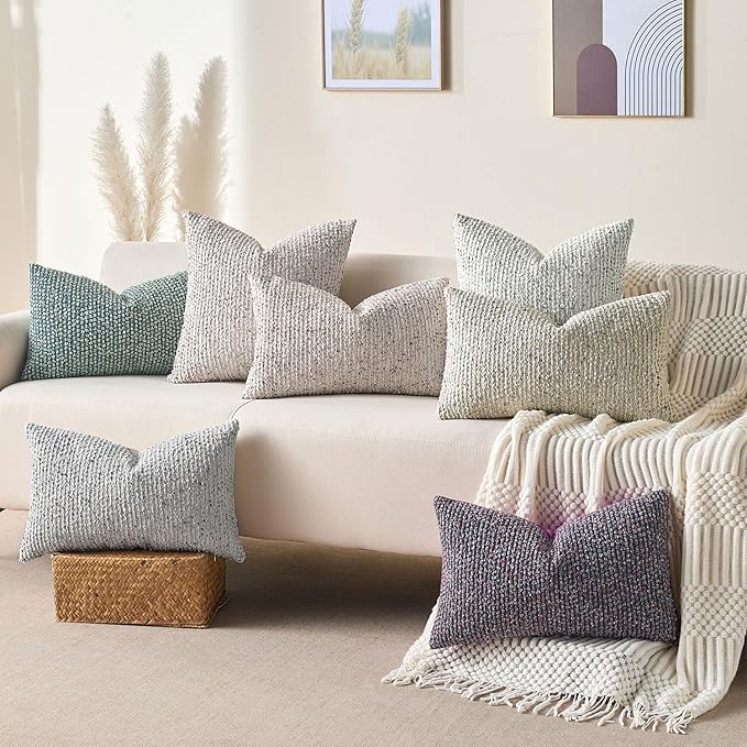 Allorry Soft Wool Decorative Throw Pillow Covers 16x16 Blue SY011C16 | Cozy Soft Touch,Neutral Textured Boho Cushion Covers for Modern Farmhouse Sofa Bedroom Living Room Decor