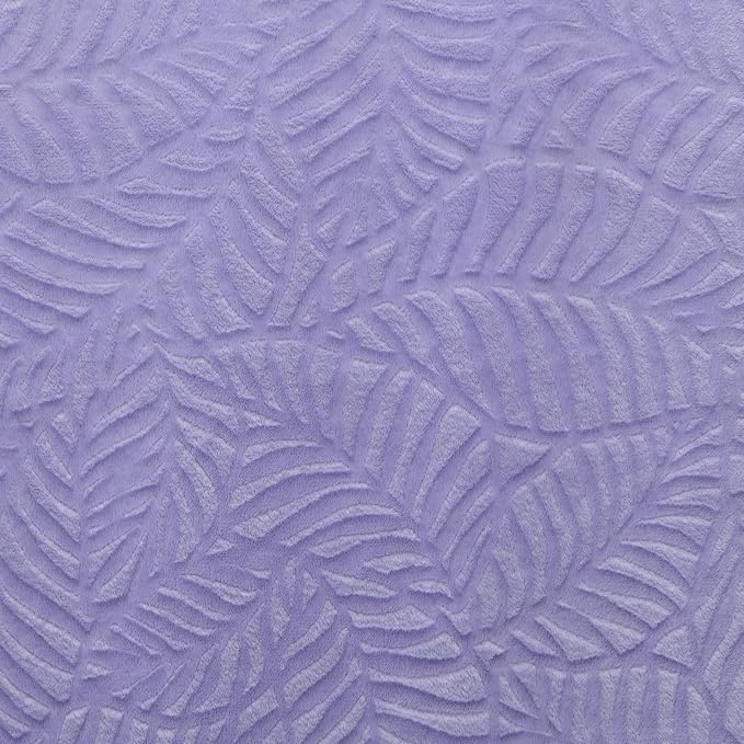 Super Soft Flannel Fleece Throw Blanket, 50 x 60 Inches, Lilac | Lightweight Cozy Warm Leaves Textured Plush Blanket for Bed Couch Sofa