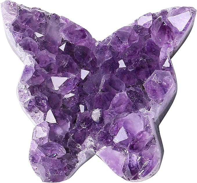 ZHIYUXI Butterfly Gifts Rock Geode Crystal Butterfly Cluster Amethyst Healing Crystals Gemstones Protection Crystals Butterfly Gifts for Women Raw Stone Decor Energy Balance Reiki Room Decor