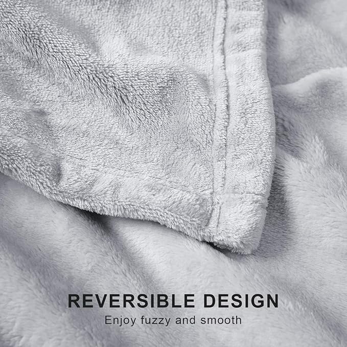 Hansleep King Light Grey Fleece Blanket, Soft Flannel Bed Blanket | Fuzzy Cozy Blanket 90x108 Inches, Multi-use for Bed, Sofa, Couch, Travel, Camping, All Season Warm Lightweight Cover