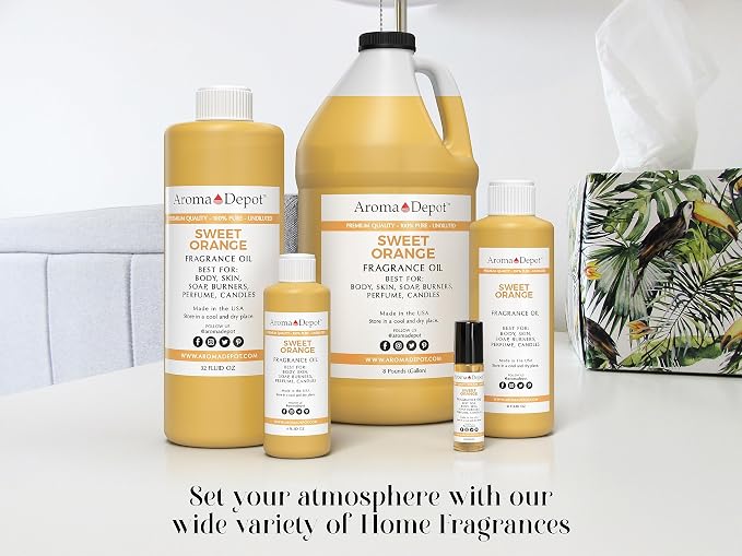 Aroma Depot Sweet Orange Fragrance Oil 4 oz. Perfume Skin Oil, Scented, is Great for Candles, Bath Bombs, Body Butters, Creams & Lotions. Few Drops in The Diffuser, Burners, or Warmers.