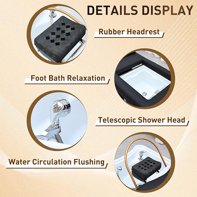 Head Spa Bed, Massage Table with Footbath, Japanese Head/Feet SPA Equipment, Professional Massage Shampoo Bed with Foot Bath Basin, Water Circulation System, for Spa Beauty Salon Barber