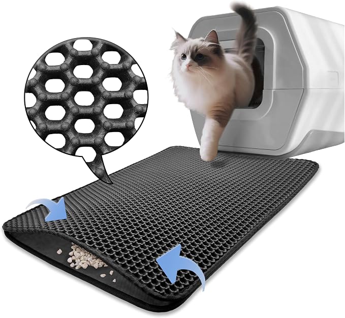 HTTMT- (20x15.7 inch) Pet Supplies Cats Litter & Housebreaking 40X50 Black Cat litter Mat Double Layer Pad Trapper Folding Pad EVA Foam Rubber