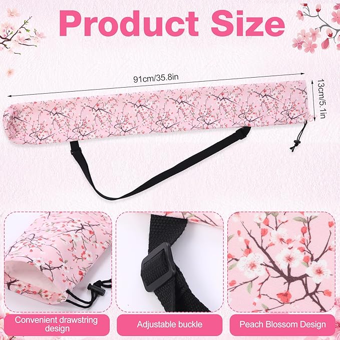 Shinylin 35 Inch Mahjong Mat Carrying Bag with Strap, Printed Drawstring Mahjong Holder Bag Outdoor Travel Canvas Storage for Board Games, Yoga Mats, Tripod