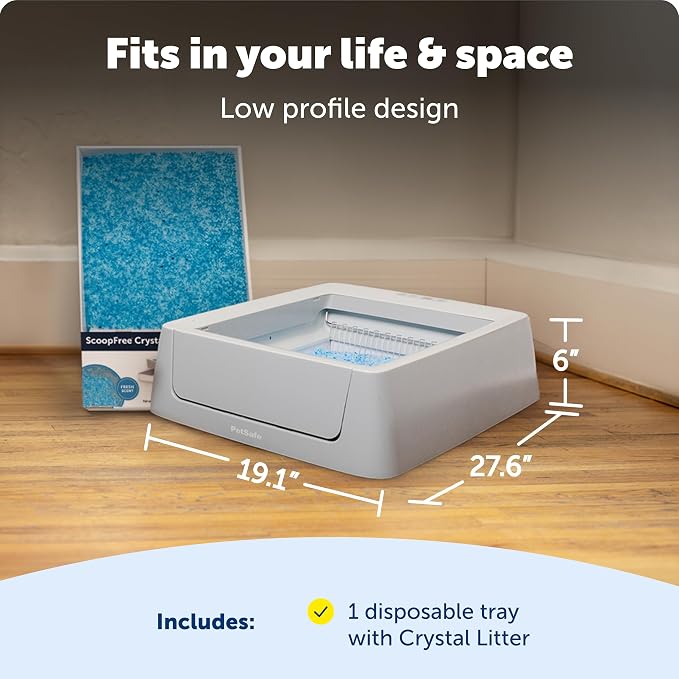 PetSafe ScoopFree Complete Smart Self-Cleaning Cat Litter Box - WiFi & App Enabled - Hands-Free Cleanup with Disposable Crystal Trays - Less Tracking, Superior Odor Control - Includes Disposable Tray | 2.4 GHz WiFi & App Enabled, Hands-Free Automatic C...