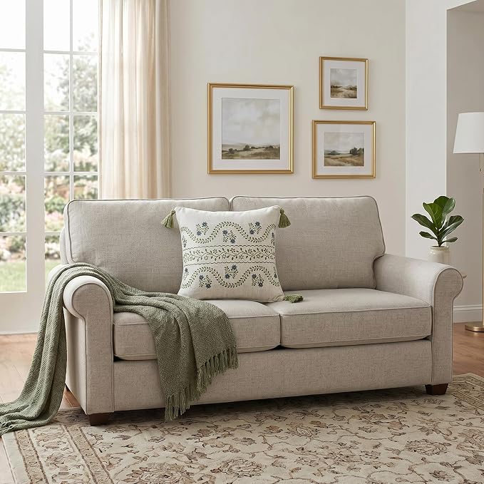 Designer Vintage Linen Throw Pillow Cover,18"x18"-Mosella D | French Elegant Square Decor Pillow Cover,Concealed Zipper Design,Floral Pattern,Sofa,Bedroom,Living Room,Lounge Chairs