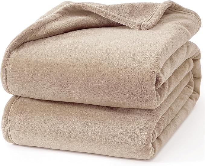 Hansleep Full Light Camel Fleece Blanket, Soft Flannel Bed Blanket | Fuzzy Cozy Blanket 84x90 Inches, Multi-use for Bed, Sofa, Couch, Travel, Camping, All Season Warm Lightweight Cover