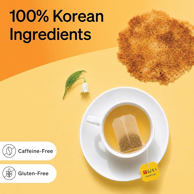 Damtuh Korean Roasted Rice Tea Bags with Solomon’s Seal, Caffeine-Free Traditional Tea, 1.5g x 40 Bags