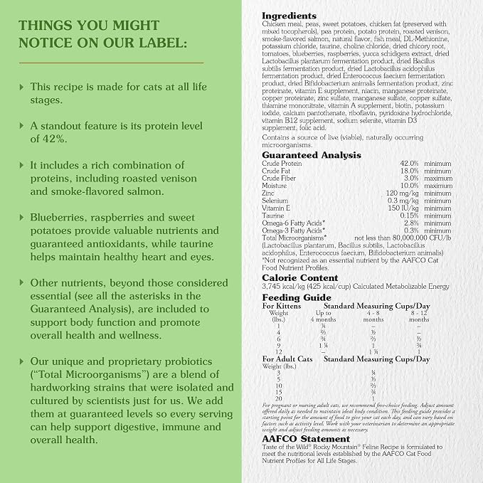 Taste of the Wild Rocky Mountain Dry Cat Food, Roasted Venison, 14lb | Kitten, Adult & Senior Cats | High Protein | Grain Free Recipe* | Nutrient Dense to Help Support Peak Health