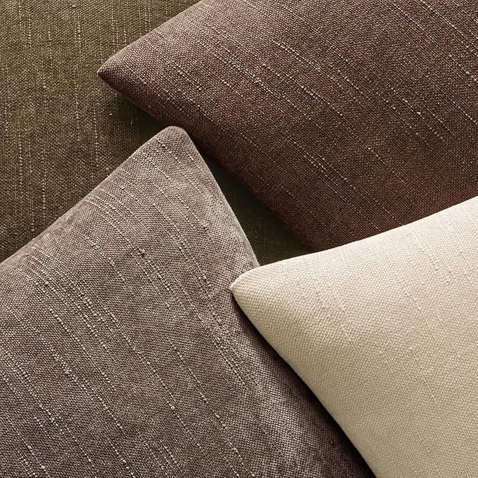 MIULEE Textured Chenille Throw Pillow Covers 22x22 Inch Chocolate Brown | Pack of 2 Decorative Soft Throw Pillows, Solid Textured Cushion Covers, Modern Home Decor for Couch Sofa Bedroom Living Room