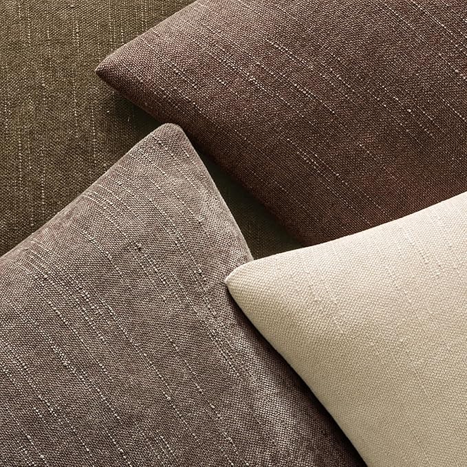 MIULEE 26x26 Inch Euro Textured Chenille Pillow Covers Chocolate Brown | Pack of 2 Decorative Soft Throw Pillows,Solid Textured Cushion Covers,Modern Home Decor for Bed Couch Sofa Bedroom Livingroom