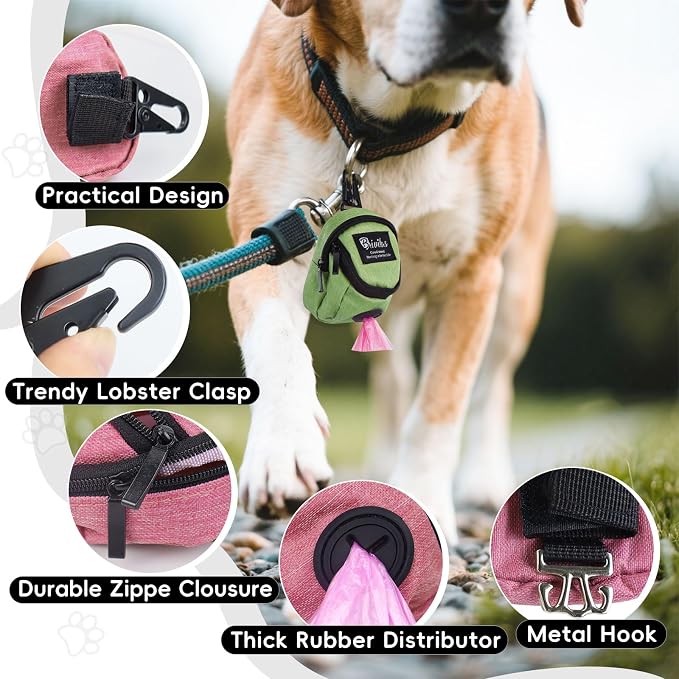 WishLotus Dog Treat Bag, All-in-one Poop Bag Dispenser with Waste Bag Holder Small Dog Training Treat Pouch for Walking Running Playing (Black)