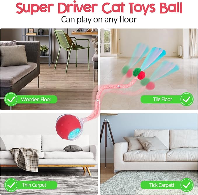 Interactive Cat Toys Ball,Automatic Moving Ball Toy,Rechargeable