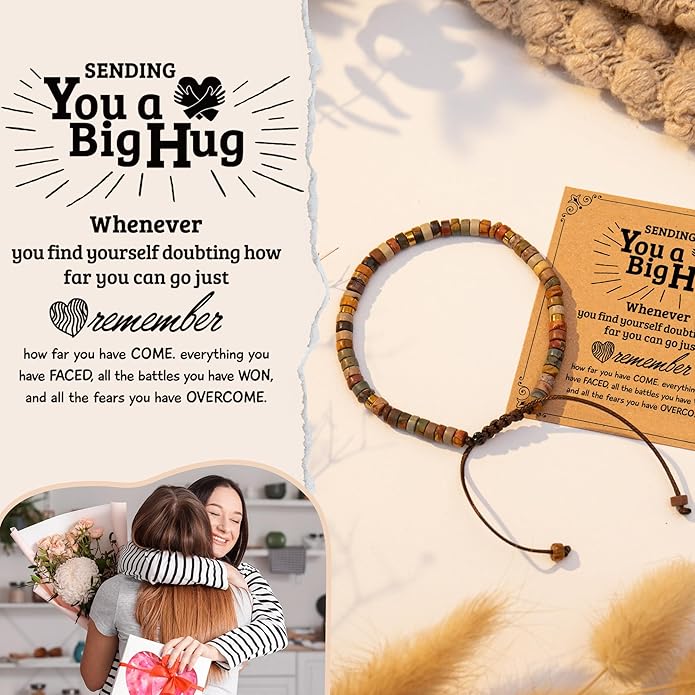 Inspirational Gifts Bracelets for Women: Valentines Mothers Day Birthday Gifts for Women Friends Sister Mom - Healing Natural Stone Beads Bracelets Thinking of you Get Well Soon Gift for Women