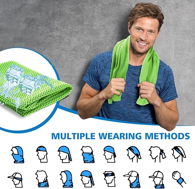 24 Pack Cooling Towels Bulk for Neck and Face 40"x12" Ice Cooling Sweat Rags Microfiber Soft Breathable Soft Chilly Towel for Yoga Golf Sport Running