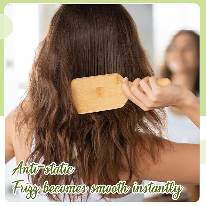 Tessco for you 12 Pcs Bamboo Hair Brushes Bulk Wooden Paddle Brush Scalp Massage Bristle Anti Static Engraving DIY Gifts for Women, Party, Wedding