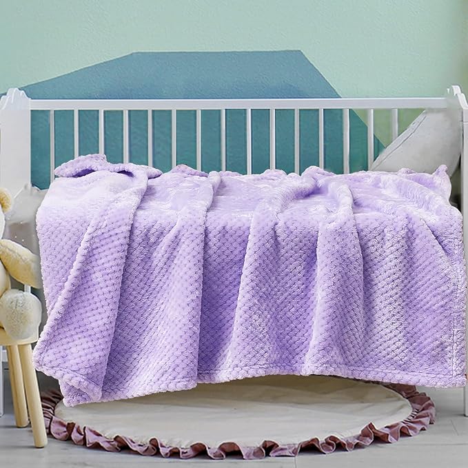 Exclusivo Mezcla Waffle Fleece Throw Blanket for Couch, Light Purple | Lightweight Soft Blanket for Sofa, Bed, Living Room, Plush Fluffy Throw for Home Decor, Travel, All Season, 40x50 Inches