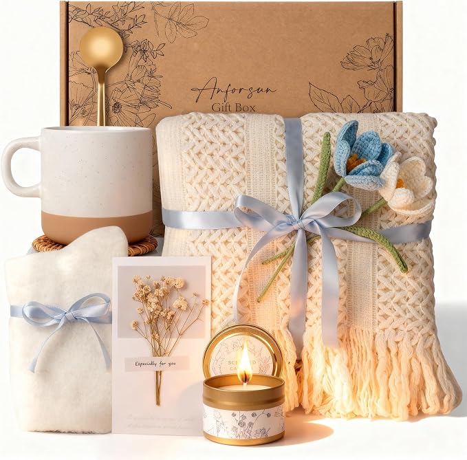 Gift Baskets for Women, Birthday Gifts for Women, Self Care Gift Baskets Care Package, Thank You, Get Well, Sympathy Inspirational Friendship Gifts for Mom, Grandma, Sister,Friends, Girls