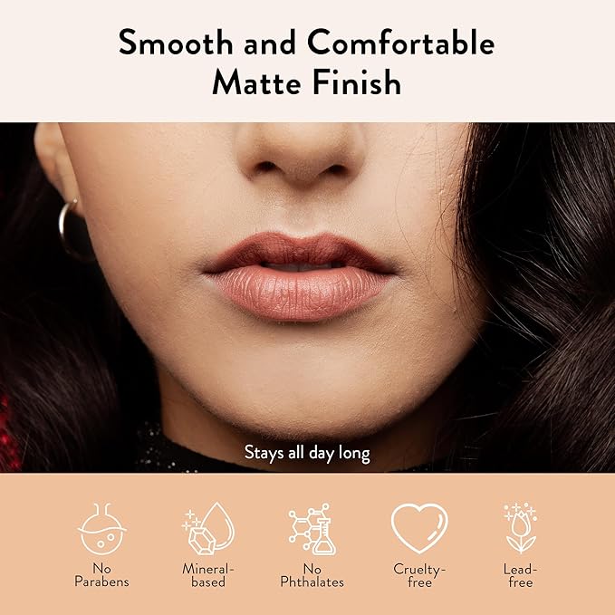 Juwel Cosmetics Luscious Matte Liquid Lipstick, Natural Long Lasting Lipstick with Avocado Oil & Kaolin Clay, Hydrating Mineral-Based Lip Color, Cruelty-Free & Lead-Free, Aspen