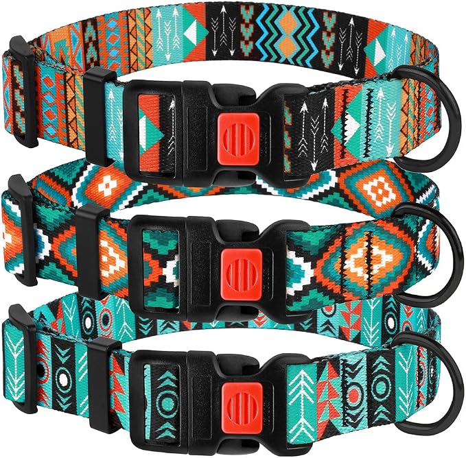 Nylon Dog Collar Buckle Tribal Pattern Pattern 1 12-16 inch