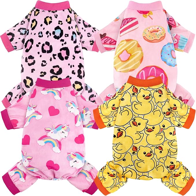 4 Pack Dog Pajamas Soft Lightweight Dog Recovery Suit Onesie Clothes for Small Medium Female Pet Boys Girls Dogs