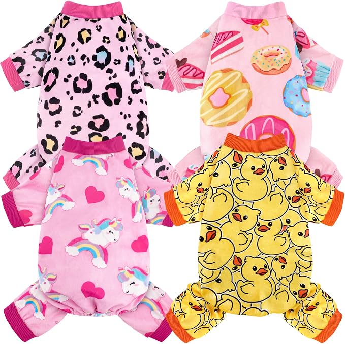 4 Pack Dog Pajamas Soft Lightweight Dog Recovery Suit Onesie Clothes for Small Medium Female Pet Boys Girls Dogs