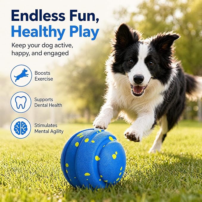 Interactive Dog Toys Dog Ball for Aggressive Chewers, Dog Chew Toys, Dog Enrichment Toys, Automatic Moving, Bouncing, Rotating, Type-C Rechargeable, Large, Medium, and Small Dogs