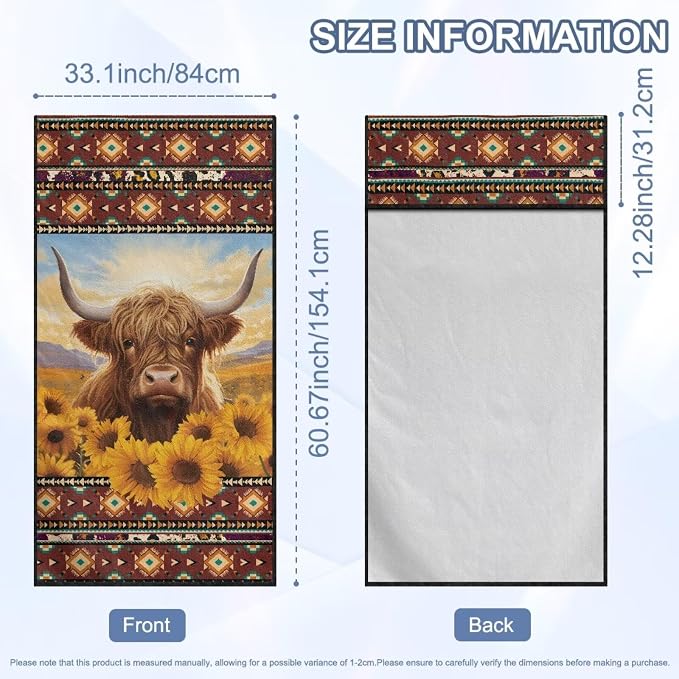 INSTANTARTS Aztec Sunflower Highland Cow Car Seat Towel Cover Yoga Towel Car Seat Cover