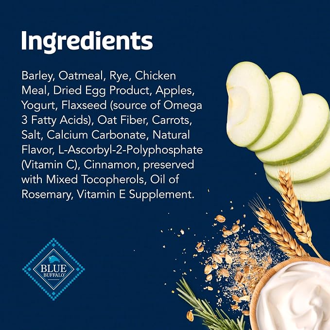 Blue Buffalo Health Bars Crunchy Dog Biscuits, Oven-Baked with Natural Ingredients, Apples & Yogurt, 16-oz Bag, (Pack of 4)