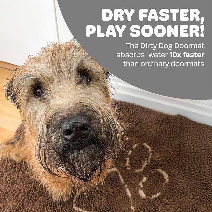 Dog Gone Smart Dirty Dog Doormat - Fast Drying Rug with Super Gripper Backing for Clean Floors - Super Absorbent and Machine Washable Mat for Muddy Paws - Runner Almond | Fast Drying Rug with Super Gripper Backing for Clean Floors - Absorbent Microfibe...