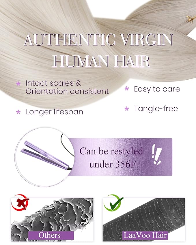 LaaVoo Nano Bead Hair Extensions Human Hair Blonde Nano Hair Extensions Human Hair Nano Ring Extensions Real Long Hair 22IN 50s 50g