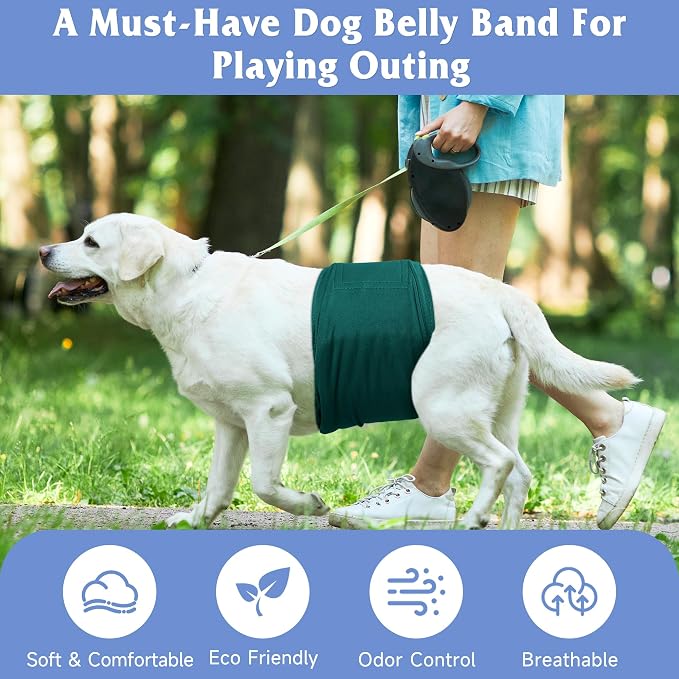 5 Pack Dog Diapers Male Reusable, Premium Belly Bands for Dogs, High Absorbing Male Dog Pee Wraps for Doggie in Incontinence or Excitable Urination Red M