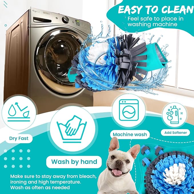 25" Dog Snuffle Mat - Interactive Dog Puzzle Toys for Enrichment - Large Slow Feeder Foraging Mat for Brain Games & Nosework Training - Washable Pet Sniff Mat with Easy to Carry Handle