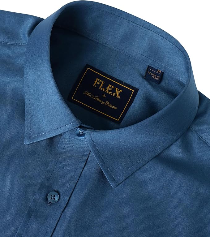 J.VER Men's Dress Shirts Solid Long Sleeve Stretch Wrinkle-Free Formal Shirt Business Casual Button Down Shirts