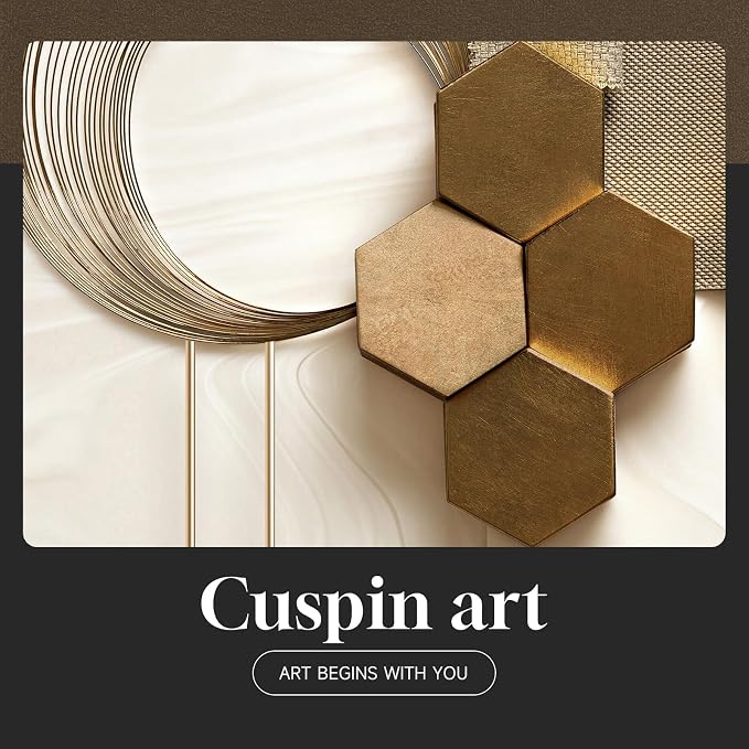 Large Framed Modern Luxury Gold Wall Art for Living Room, 3 Piece 24x36 In | Bright style art prints, Golden geometric pictures, Crystal coating wall art, Fade resistance prints for bedroom dining room
