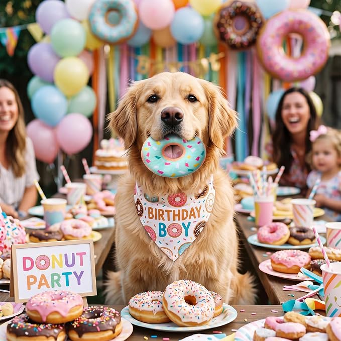 Civaner 24 Pcs Stuffed Dog Toy Squeaky Plush for Small Breed, Donut