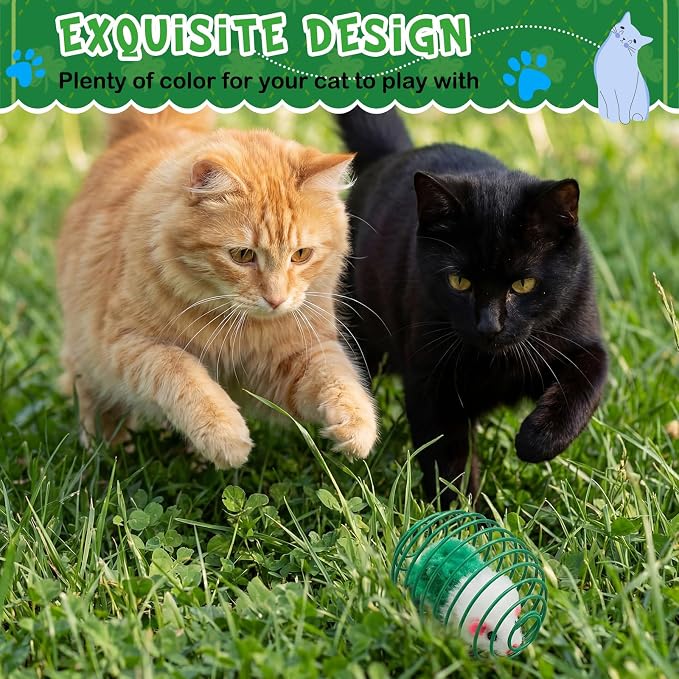 Jecery 5 Pcs Cat Toys Spring,Mouse,Green