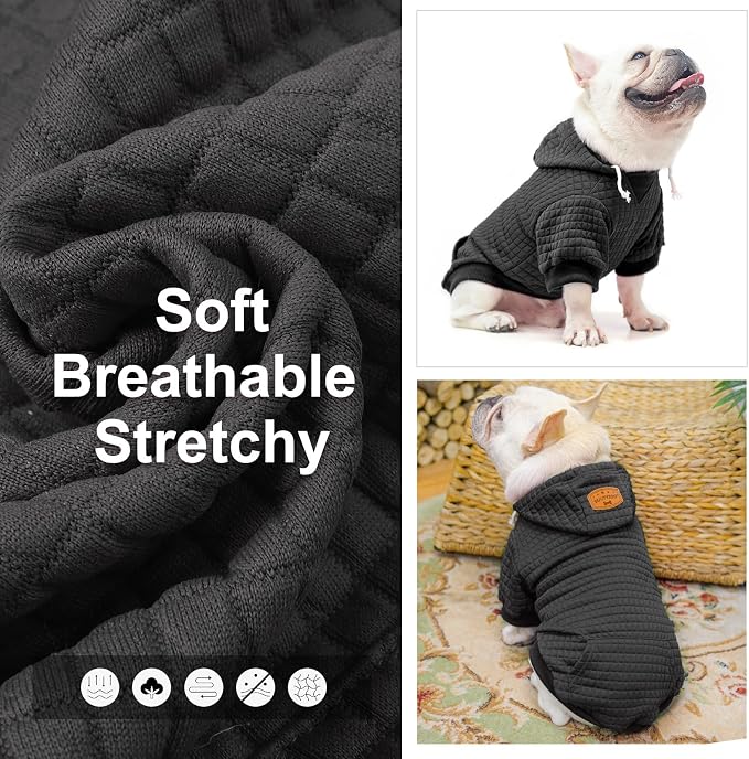 BEAUTYZOO Dog Hoodies Sweater for Large Dogs,Waffle‑Like Laminated Pet Coat | Warm Dog Sweatshirt with Pocket & Leash Hole,Pullover Clothes for Girl Boy Dogs,Stretchy & Easy‑On‑Off,Labrador & Great Danes
