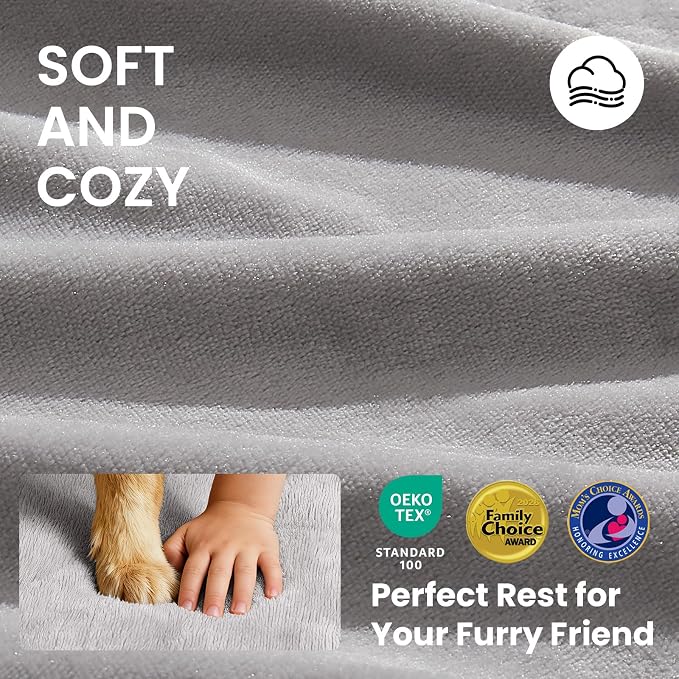OhGeni Orthopedic Waterproof Large Dog Bed, Memory Foam, 41 inch(Gray) | Machine-Washable Removable Cover in Easy-Clean Fabric, Reversible Memory Foam & Easy-Carry Handle, Suitable for Crate