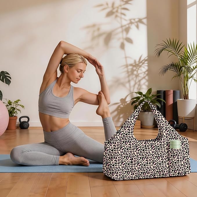 Women's Yoga Bag with Yoga Mat Carrier - Large Mat Pocket Fitness Tote for Pilates, Gym, Travel, Office & Beach