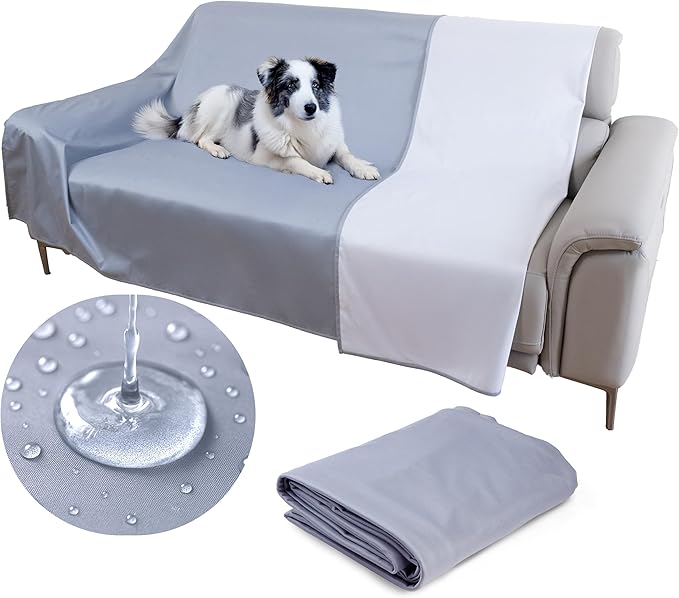 Thin Reversible Waterproof Protective Cover or Liner for Bed or Couch (Twin Size, 90 x 55 inch), for Dogs and Cats, Babies; Incontinence, Dirt, Drool